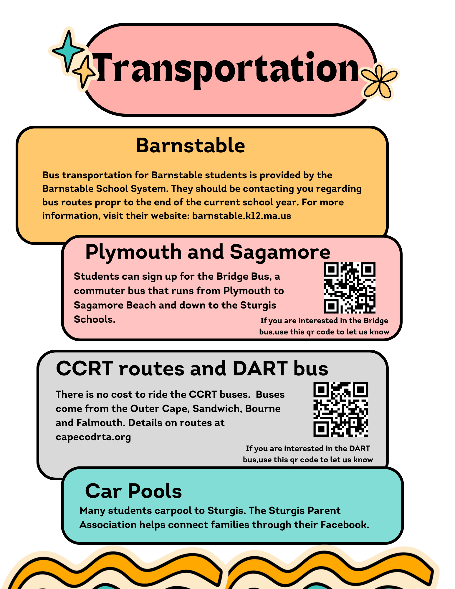 Transportation options for Barnstable, Plymouth, Sagamore, CCRT, DART and Car Pools